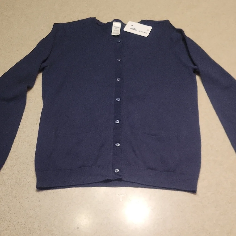 OshKosh B'gosh Blue Cardigan Sweater Classic Knit SIZE 14 NWT